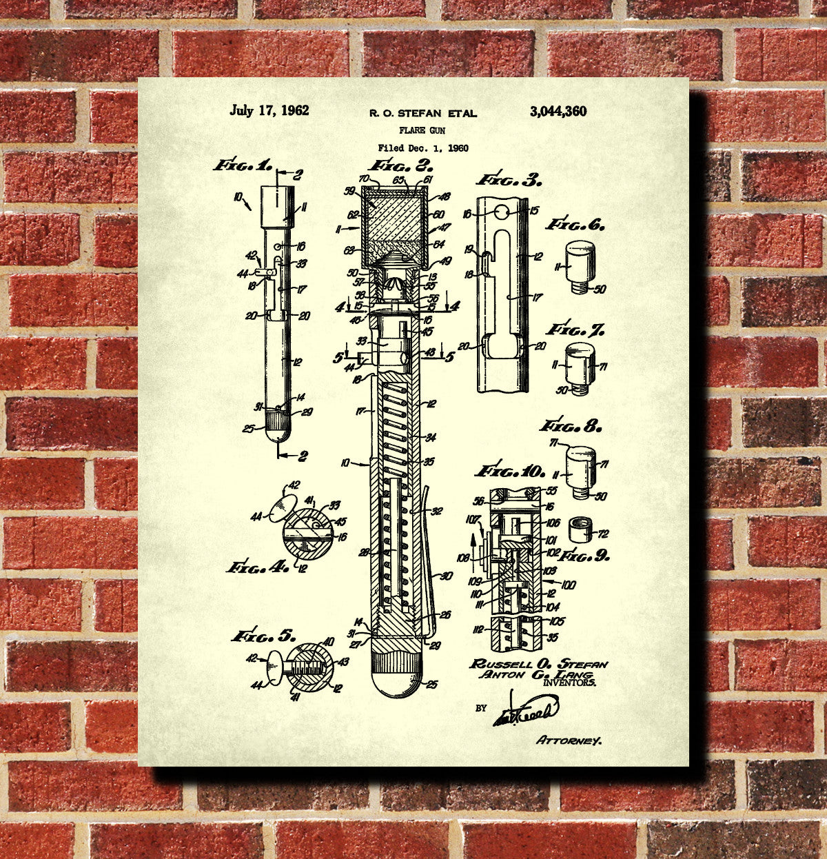 Flare Gun Patent Print Nautical Poster Sailing Decor