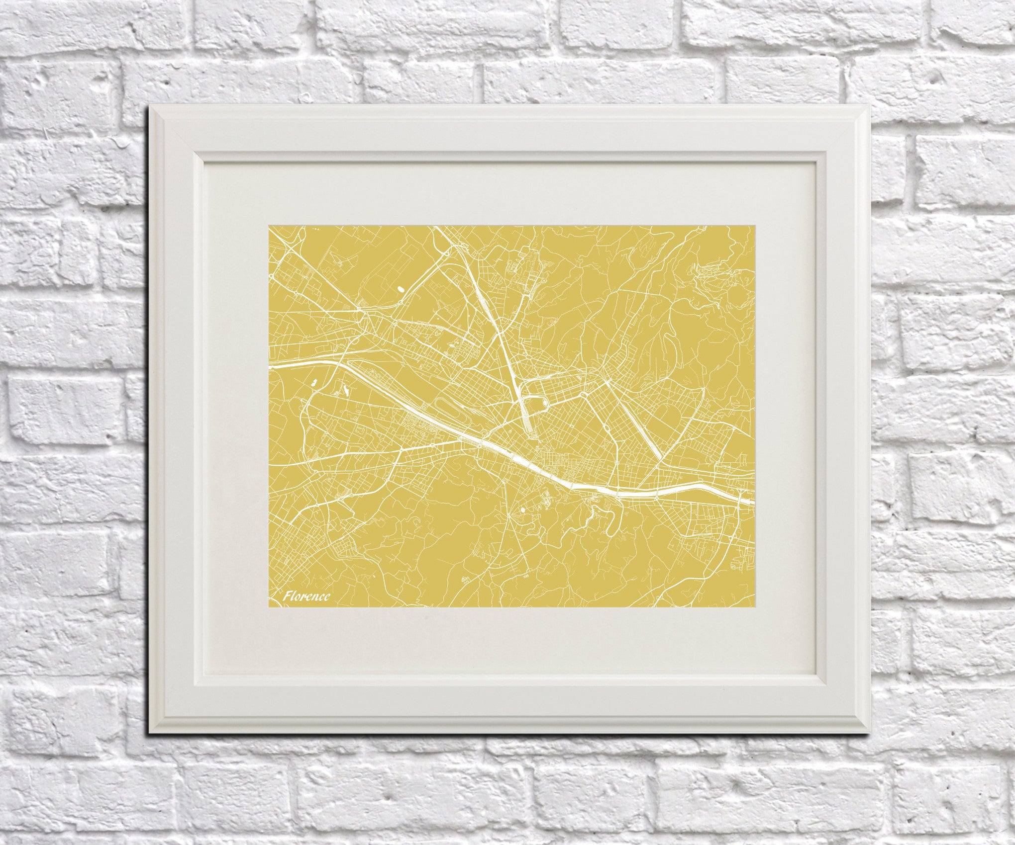 Florence City Street Map Print Feature Wall Art Poster