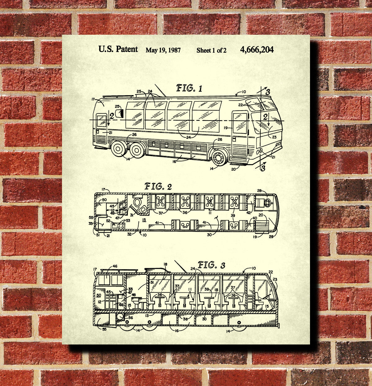 Food Truck Patent Print Motoring Blueprint Restaurant Poster