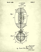 Sports Ball Patent Prints Set 4 Sport Blueprint Posters