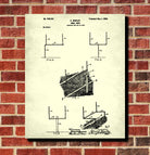 Football Goal Patent Print Man Cave Poster Sport Blueprint