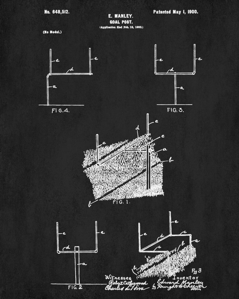 Football Goal Patent Print Man Cave Poster Sport Blueprint