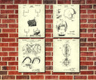 Football Patent Prints Set 4 Sports Blueprint Posters