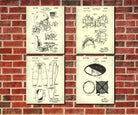 Football Blueprints Set 4 Sports Patent Prints Posters