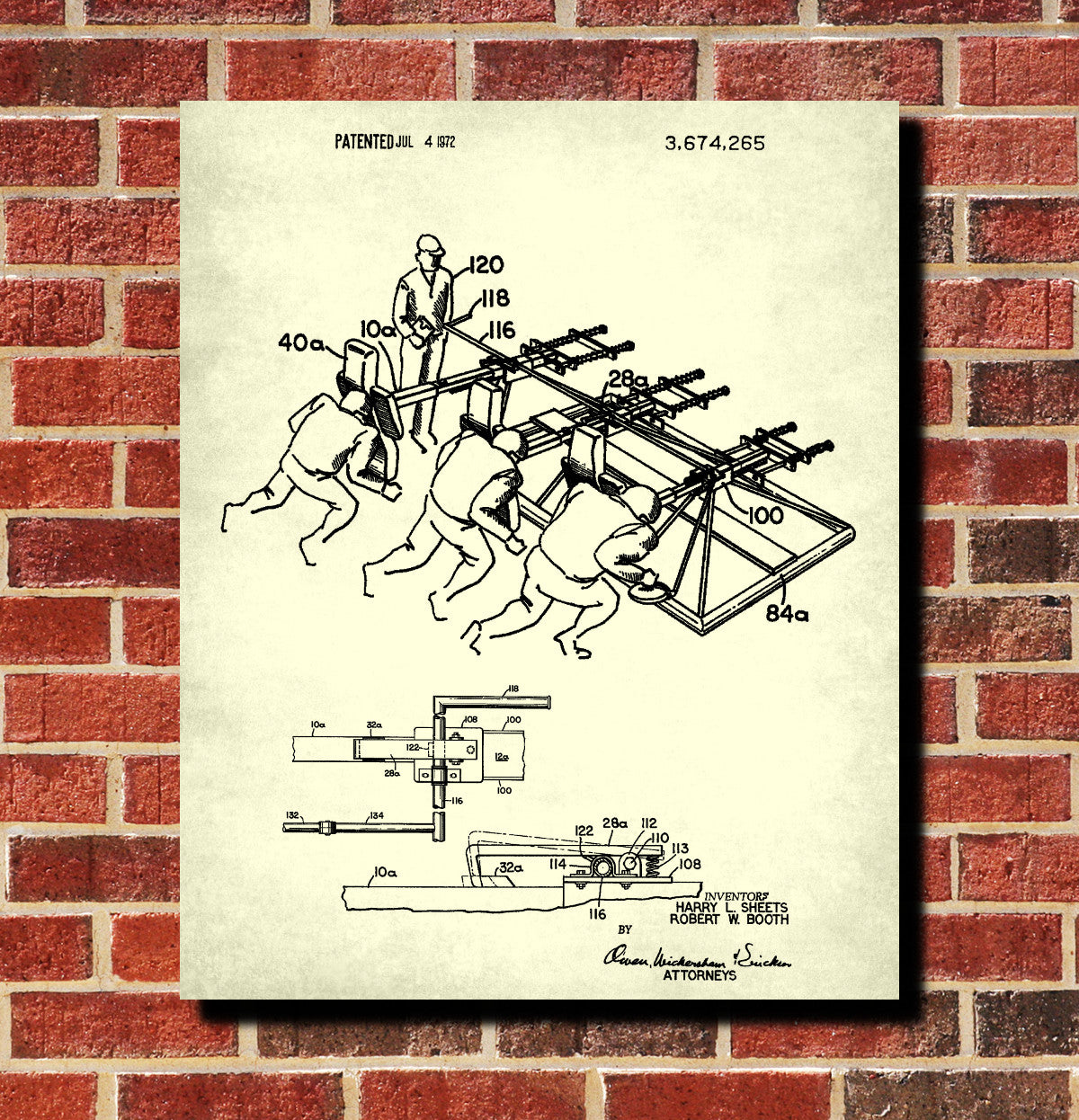 Football Patent Print Training Sled Blueprint Sport Poster