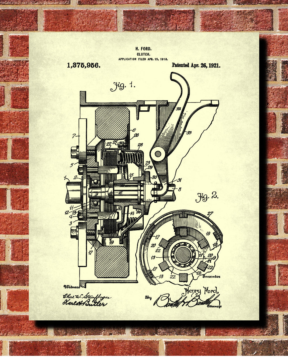 Ford Clutch Patent Print Car Blueprint Workshop Poster - OnTrendAndFab