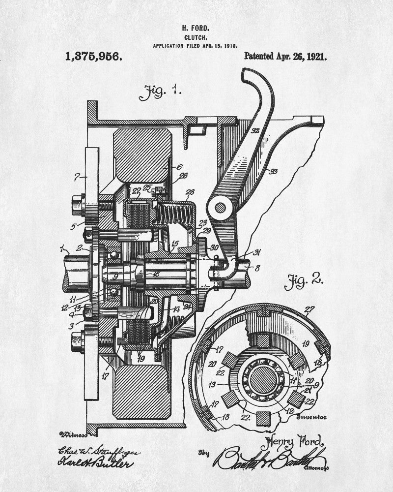 Ford Clutch Patent Print Car Blueprint Workshop Poster - OnTrendAndFab