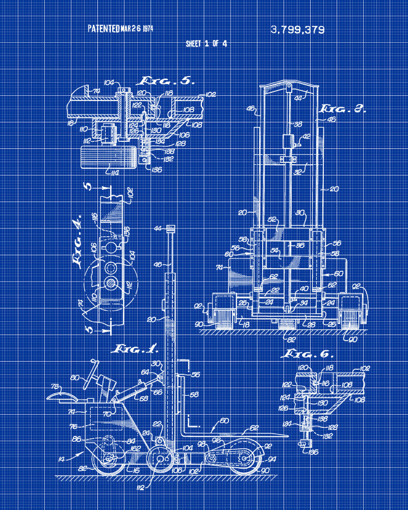 Forklift Patent Print Warehouse Lifting Equipment Office Poster