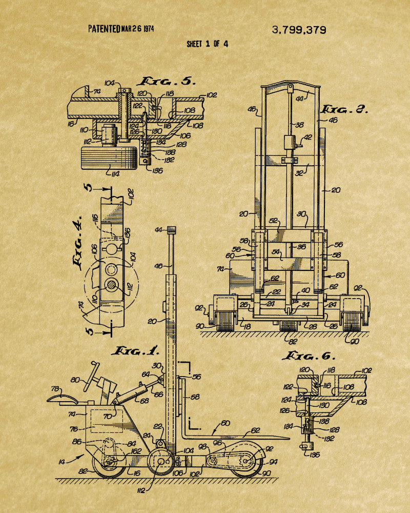 Forklift Patent Print Warehouse Lifting Equipment Office Poster