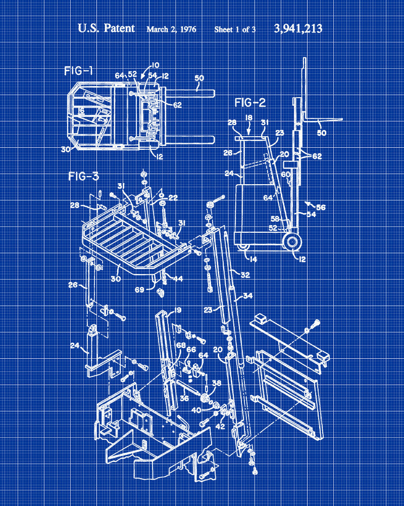 Forklift Patent Print Warehouse Equipment Office Poster