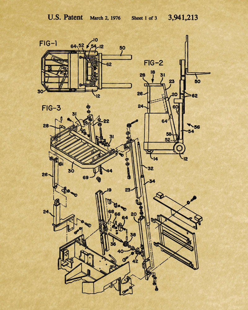 Forklift Patent Print Warehouse Equipment Office Poster
