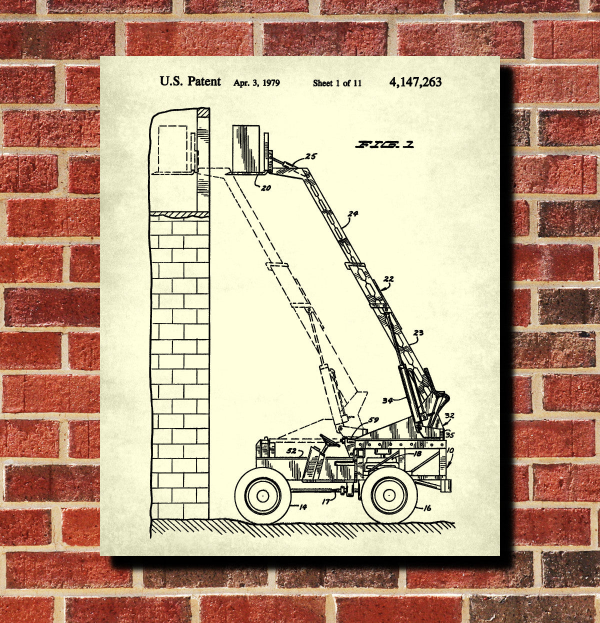 Forklift Patent Print Handling Equipment Office Poster