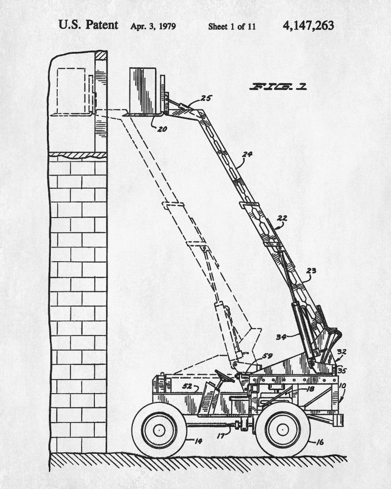 Forklift Patent Print Handling Equipment Office Poster