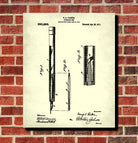 Fountain Pen Patent Print Office Study Blueprint Poster