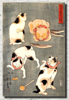 Utagawa Kuniyoshi, Japanese Fine Art Print, Four Cats