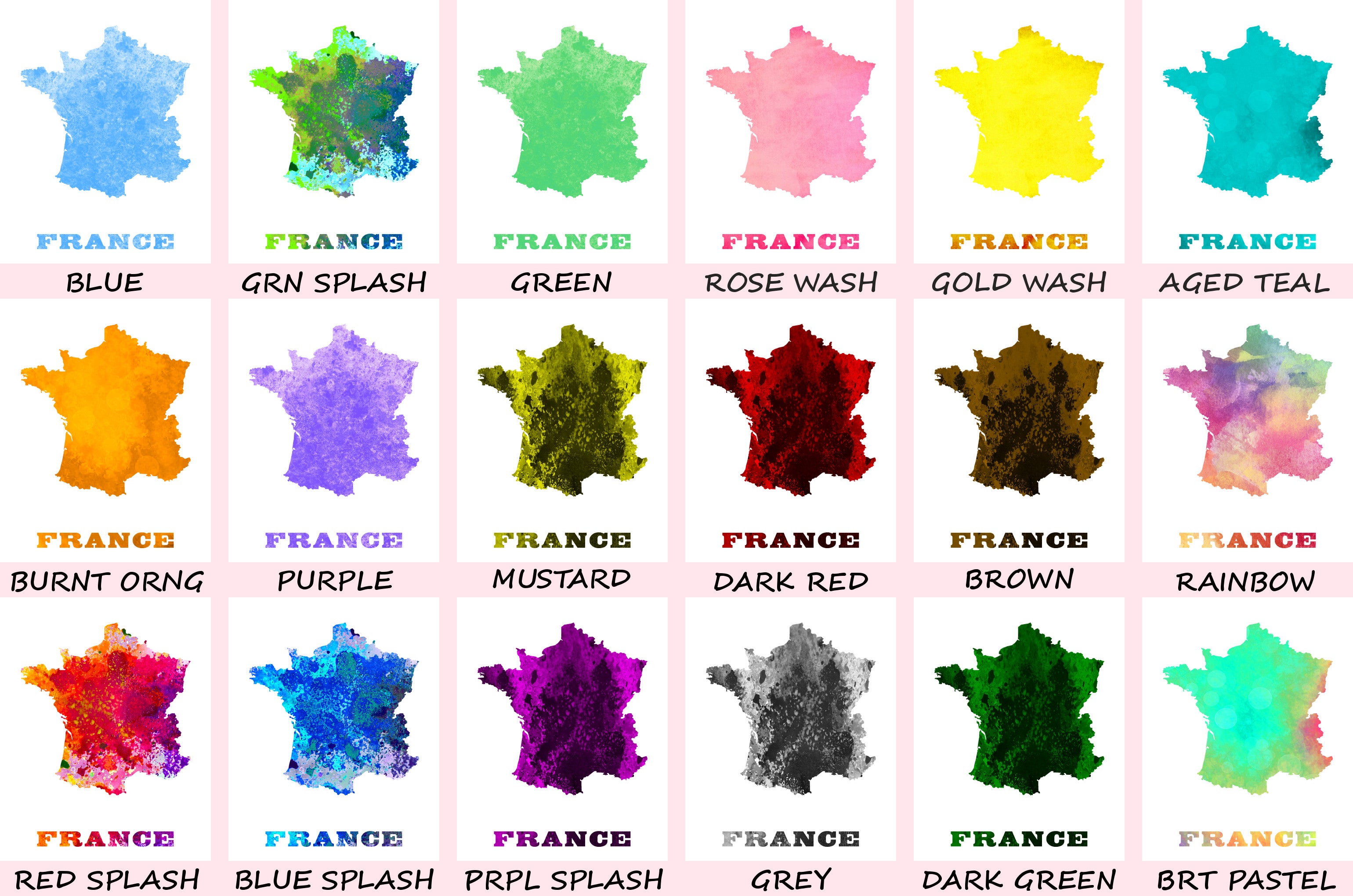 France Map Print Outline Wall Map of France