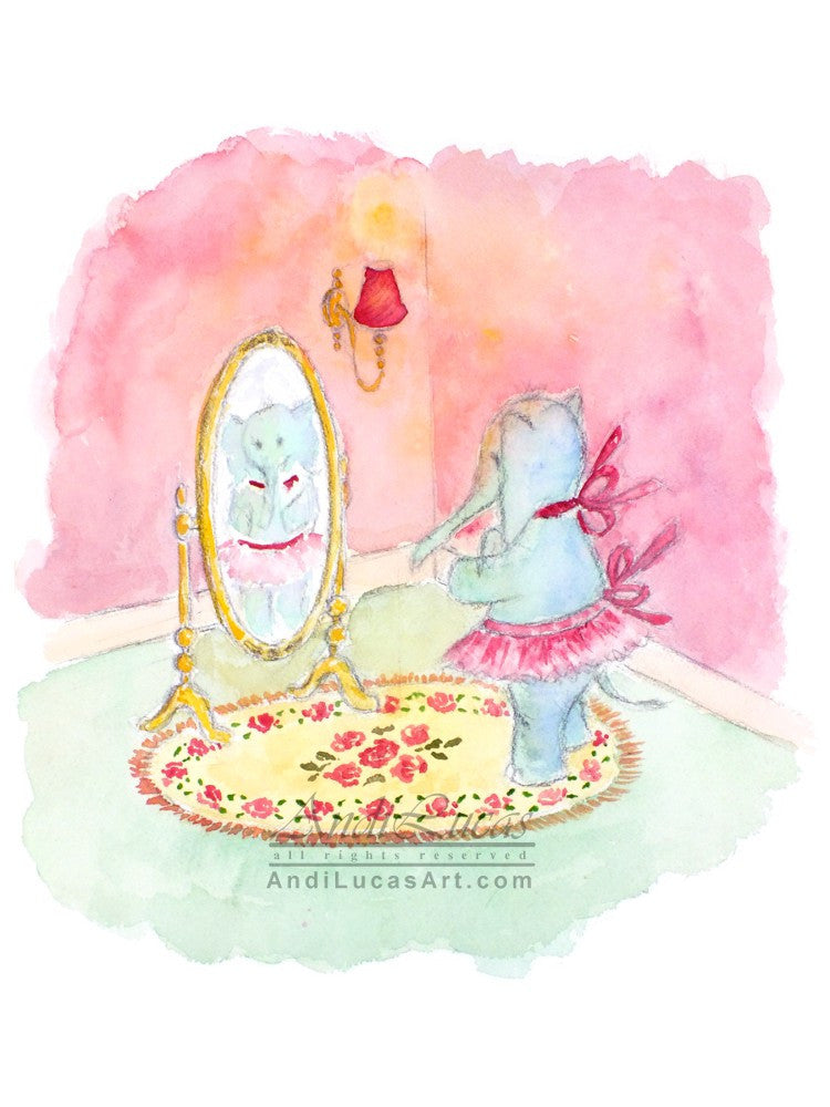 Elephant Fashion Cute Children's Nursery Wall Art Print