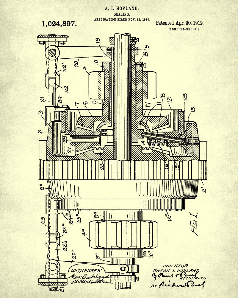 Engineering Patent Print Gears Wall Art Poster - OnTrendAndFab