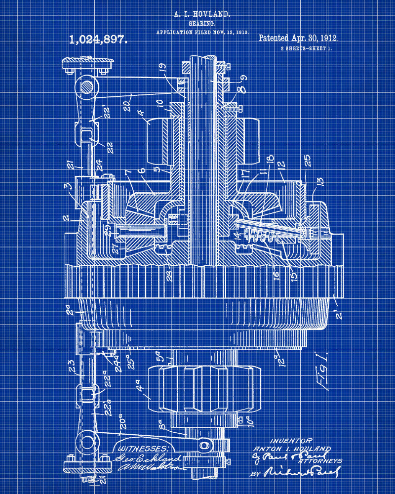 Engineering Patent Print Gears Wall Art Poster - OnTrendAndFab