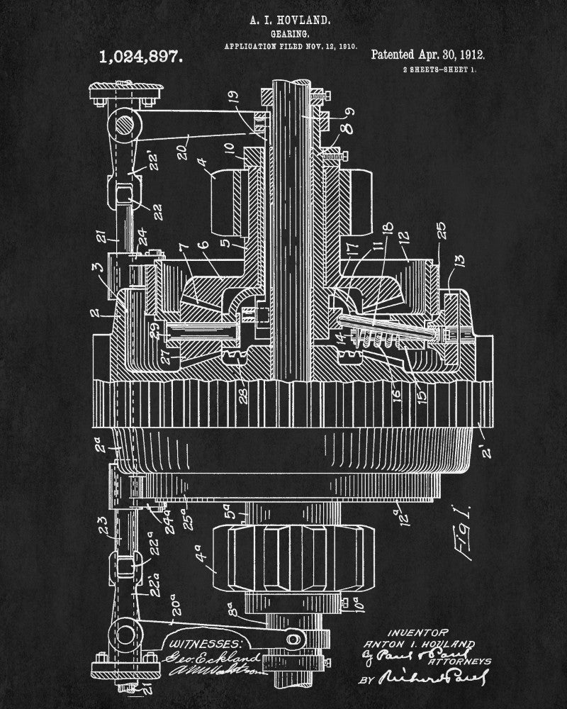 Engineering Patent Print Gears Wall Art Poster - OnTrendAndFab
