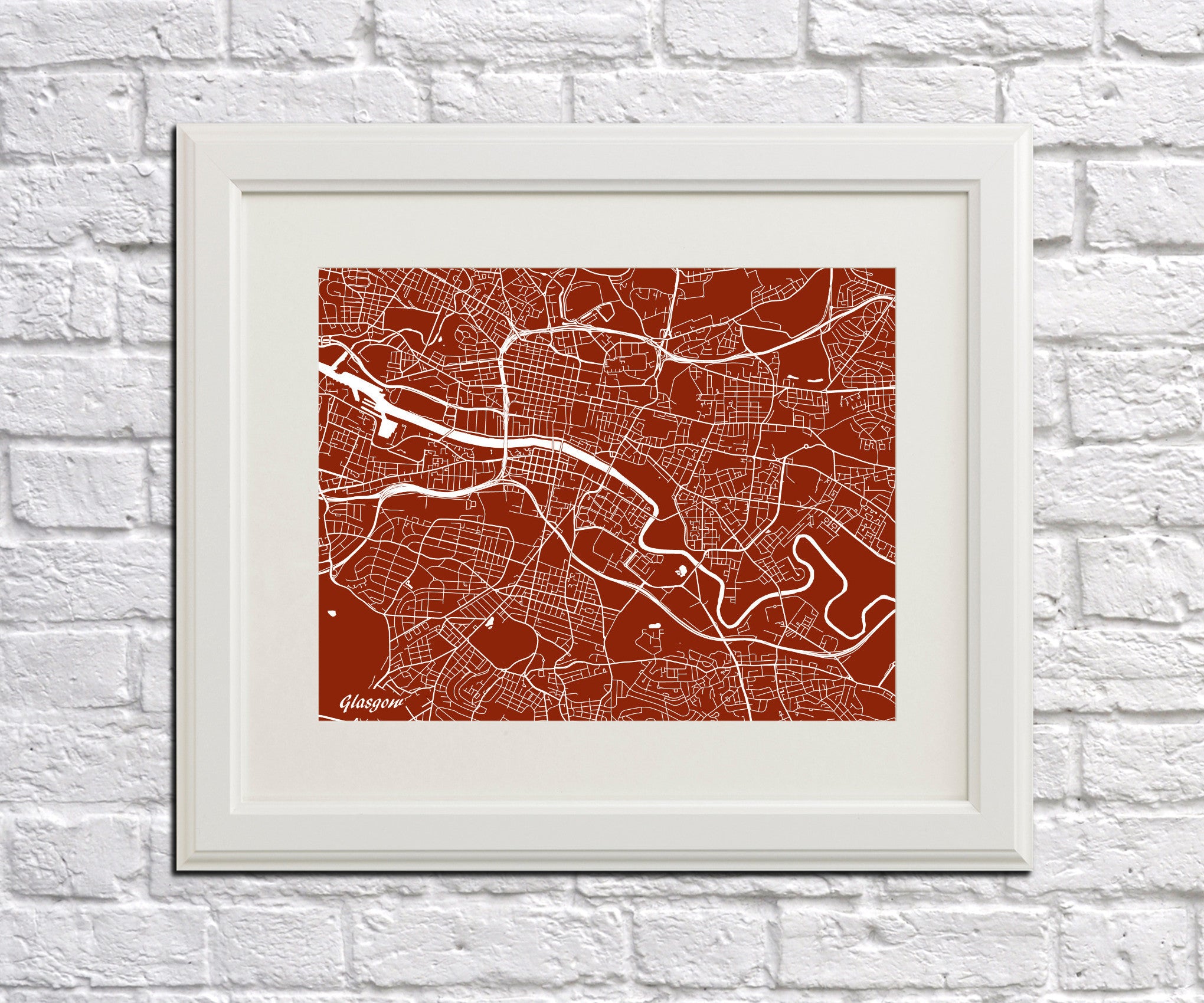 Glasgow City Street Map Print Modern Art Poster Home Decor - OnTrendAndFab