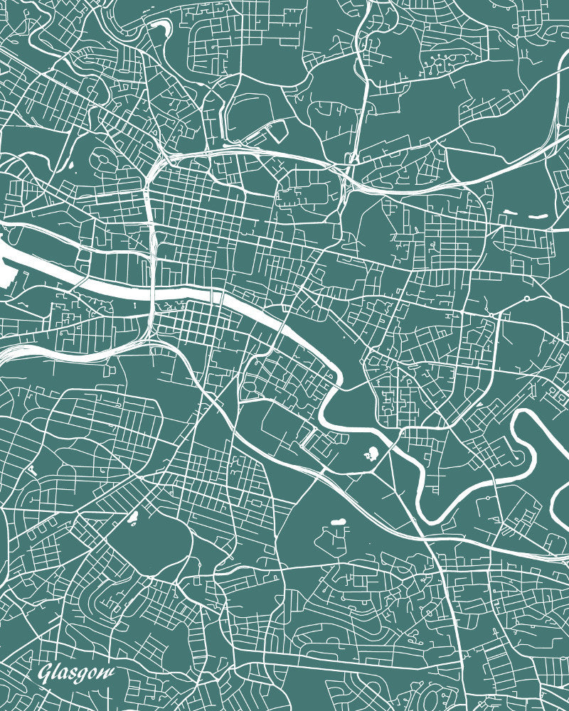 Glasgow City Street Map Print Modern Art Poster Home Decor - OnTrendAndFab