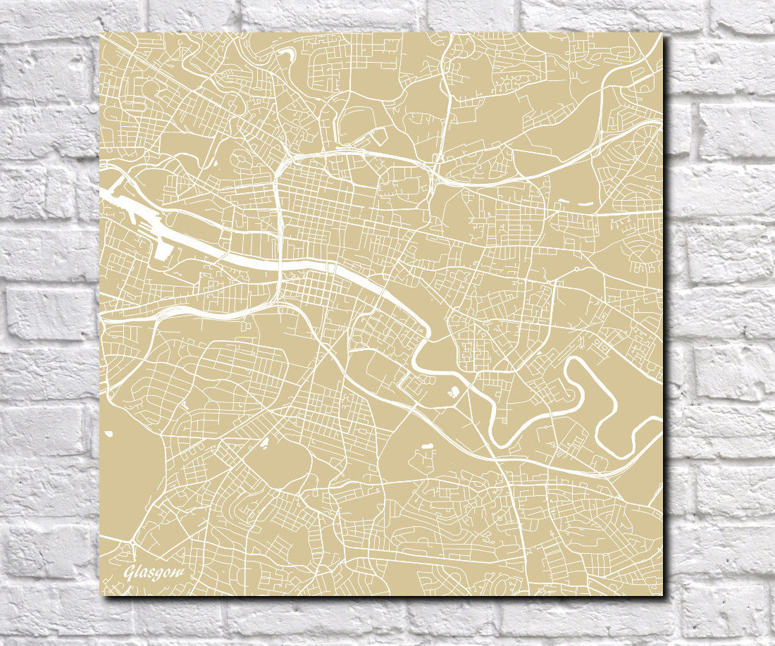 Glasgow City Street Map Print Modern Art Poster Home Decor - OnTrendAndFab