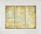 Glasgow Street Map 3 Panel Canvas Wall Map 7100C3