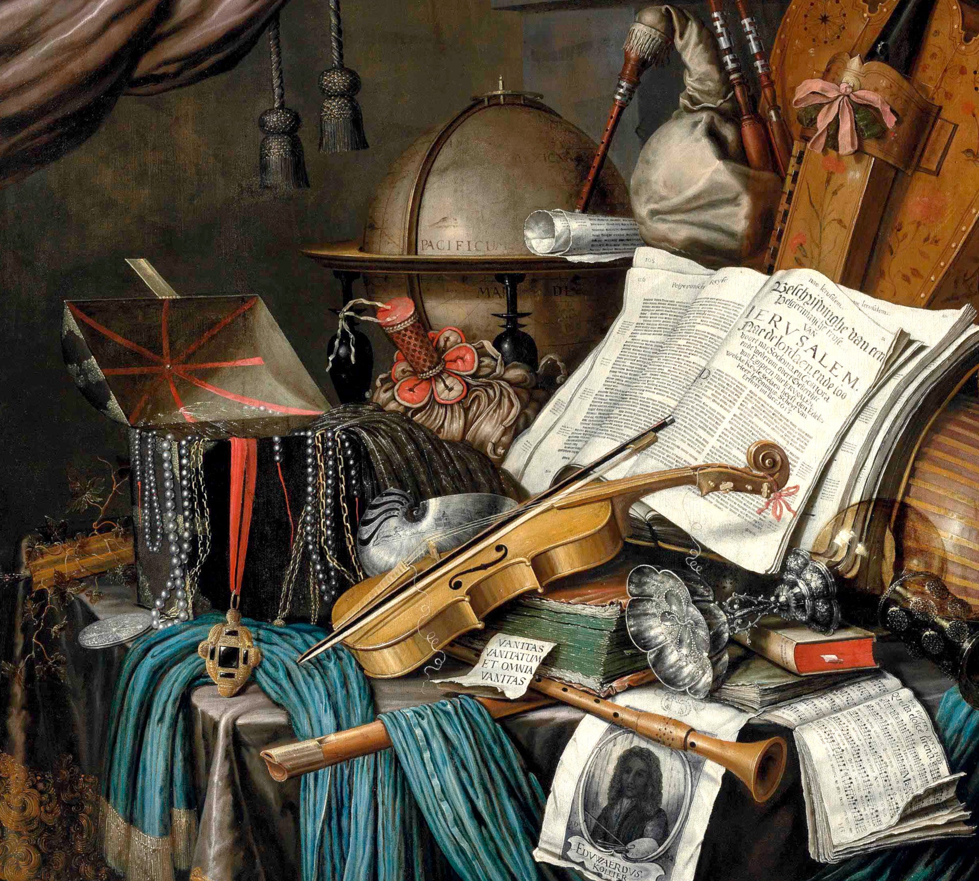 Evert Collier Fine Art Print, Vanitas Still Life with Casket of Jewels