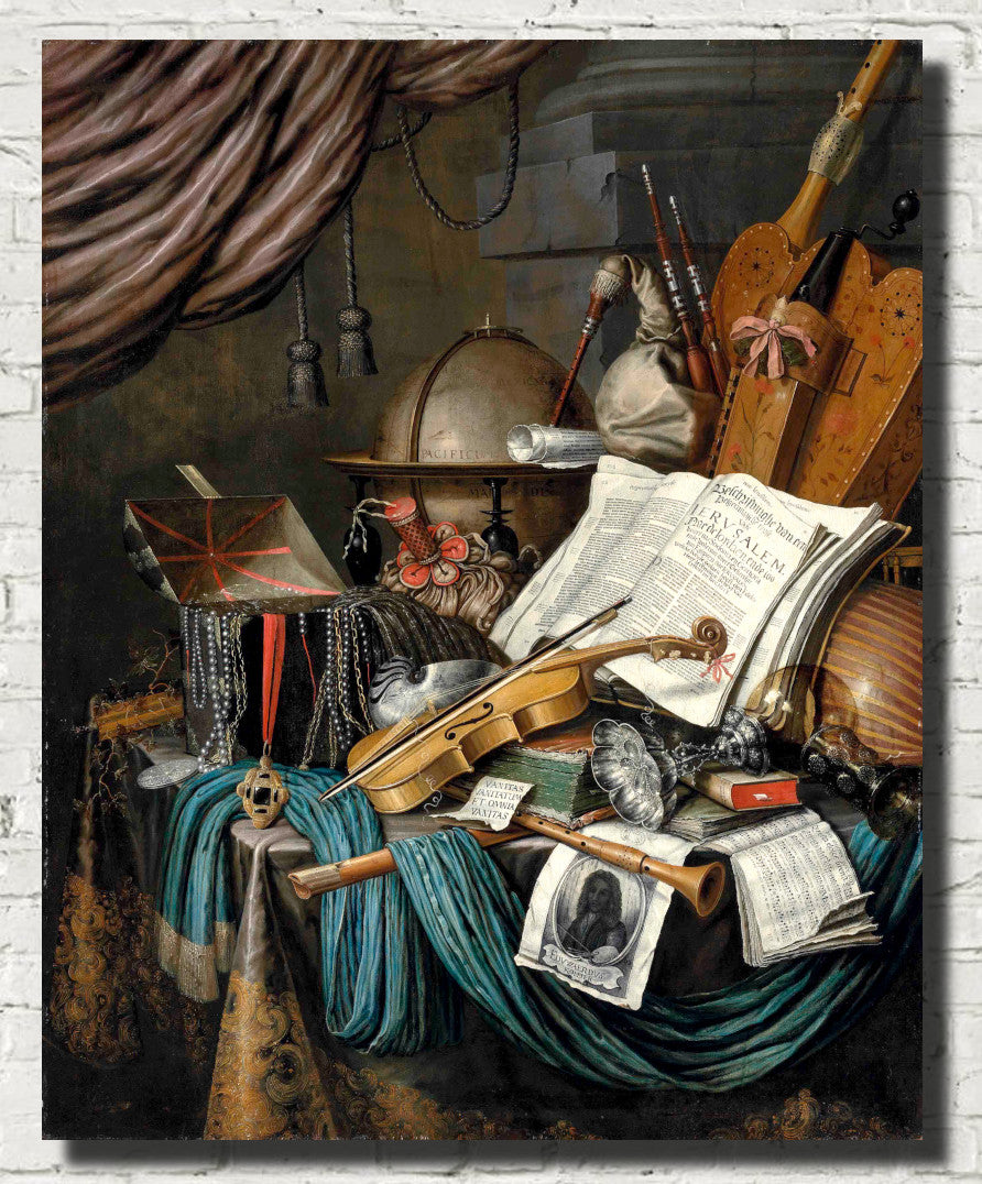 Evert Collier Fine Art Print, Vanitas Still Life with Casket of Jewels