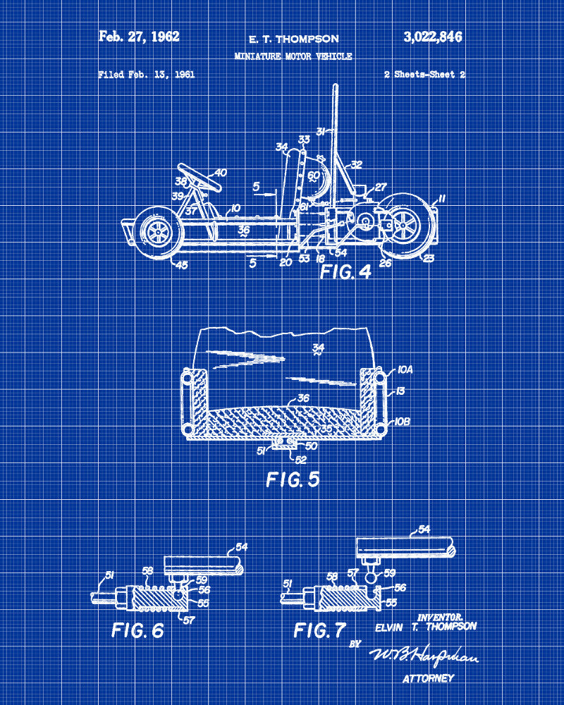 Go Kart Patent Print Racing Wall Art Track Car Poster