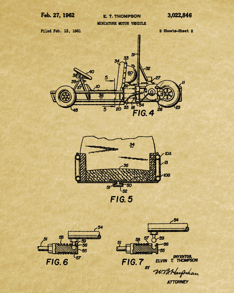 Go Kart Patent Print Racing Wall Art Track Car Poster