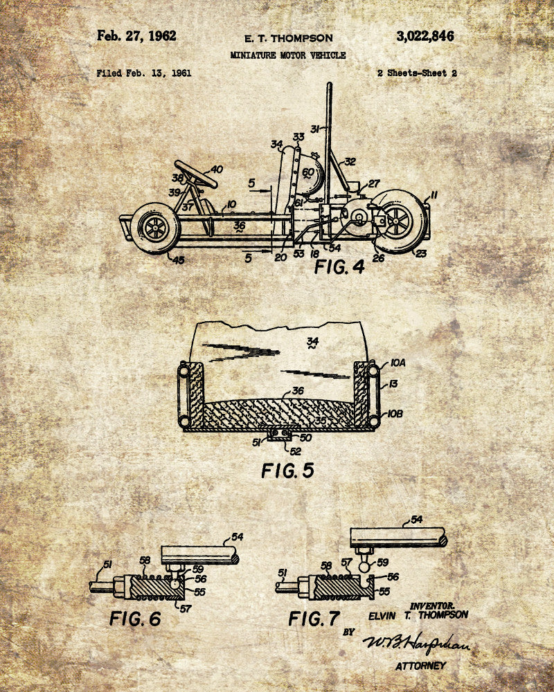 Go Kart Patent Print Racing Wall Art Track Car Poster