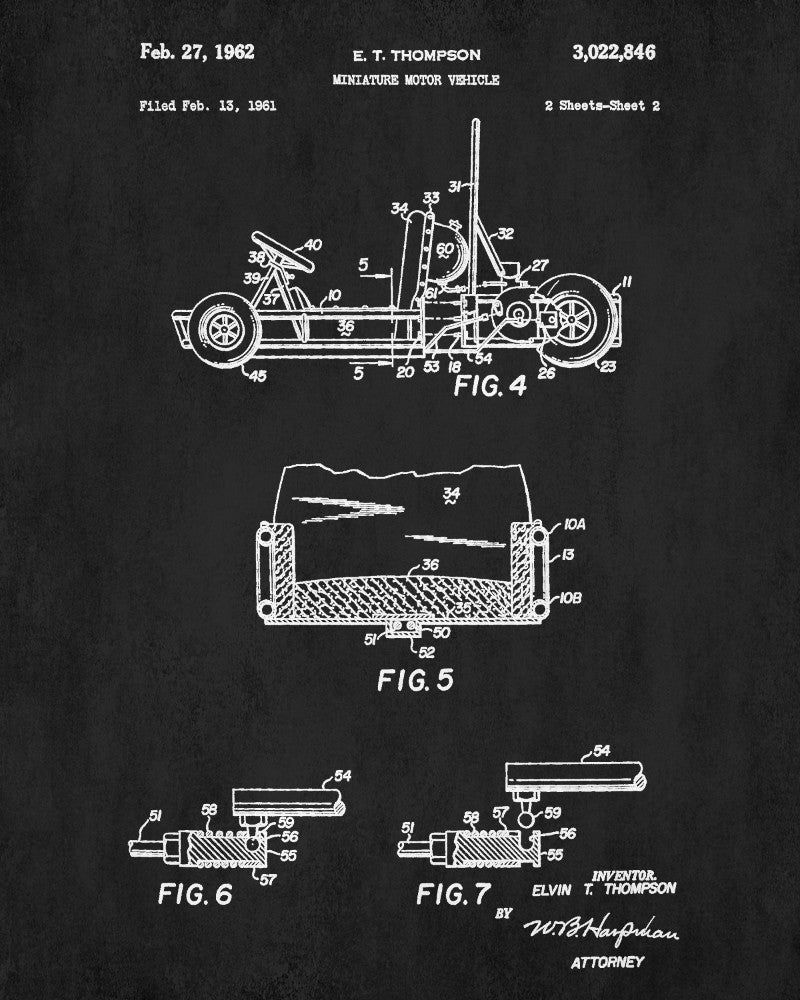 Go Kart Patent Print Racing Wall Art Track Car Poster