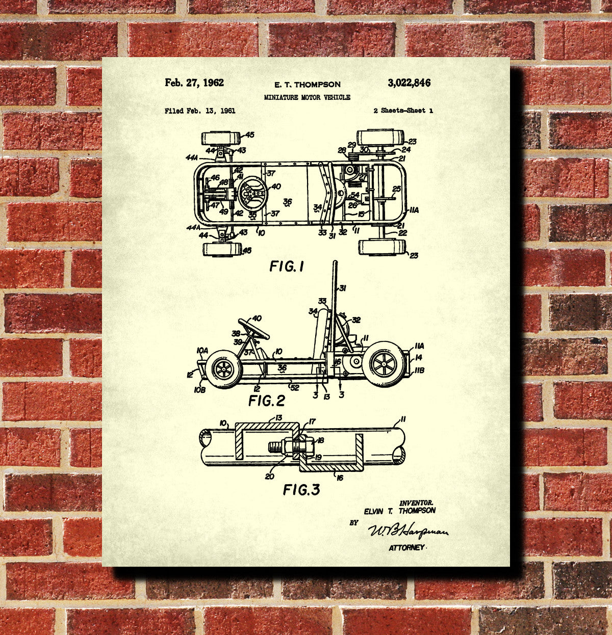 Gokarting Patent Print Racing Blueprint Track Car Poster