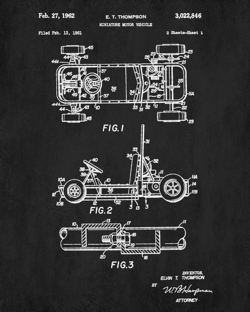 Gokarting Patent Print Racing Blueprint Track Car Poster