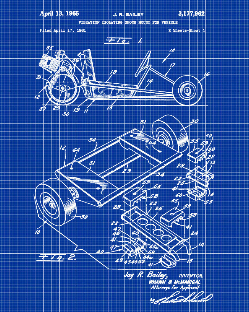 Go Kart Patent Print Racing Blueprint Track Car Shock Mount Poster