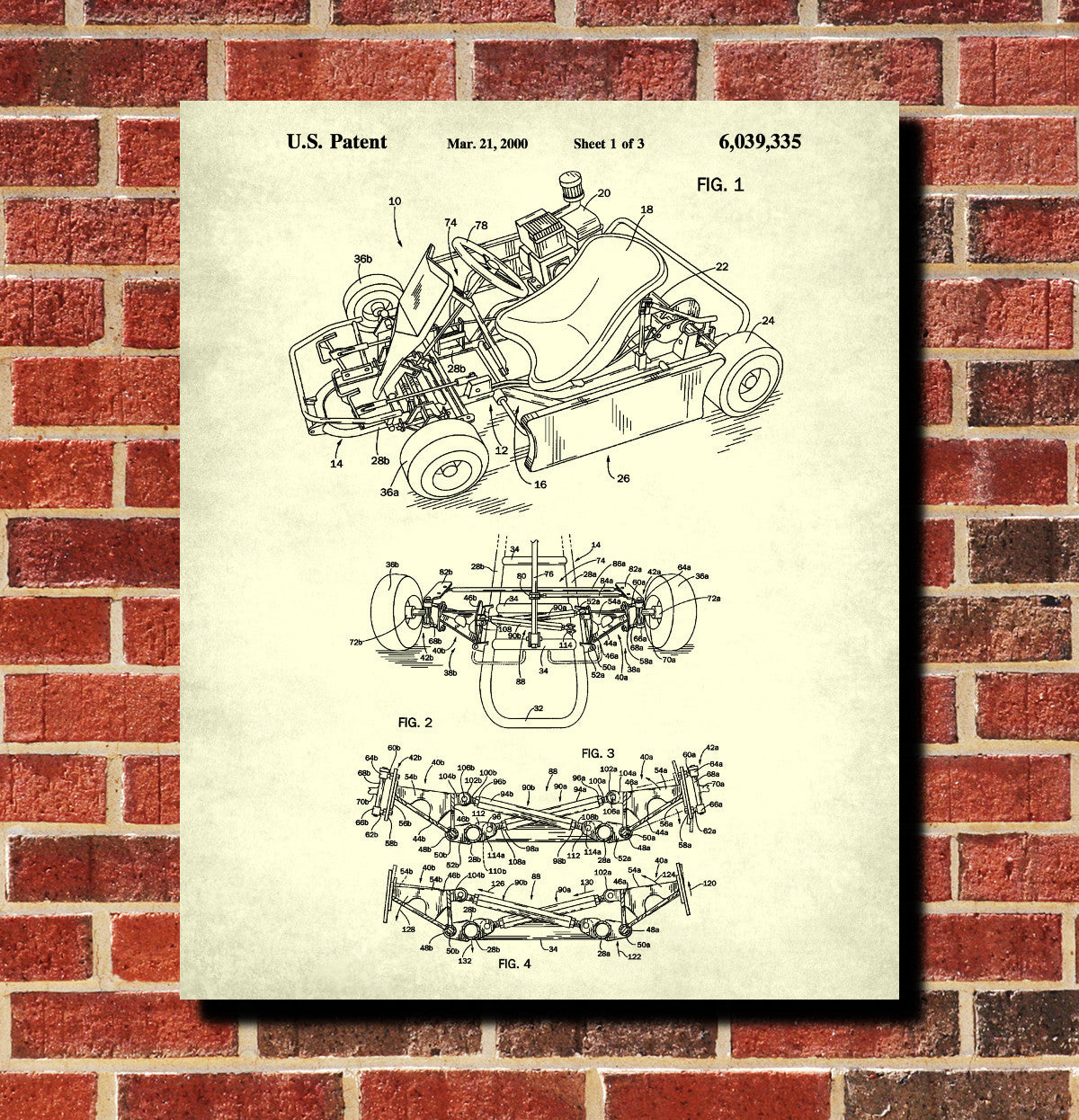 Gokart Patent Print Racing Blueprint Track Car Poster