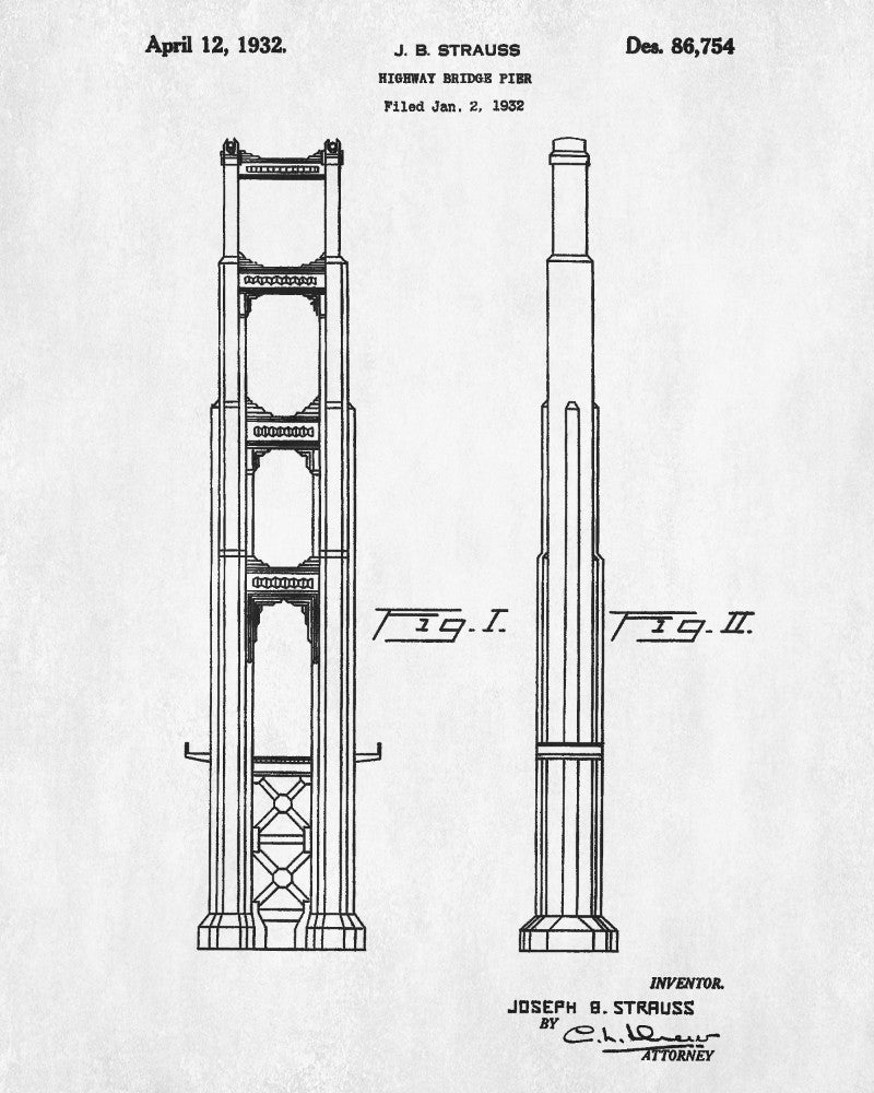 Golden Gate Bridge Patent Print Suspension Bridge Blueprint