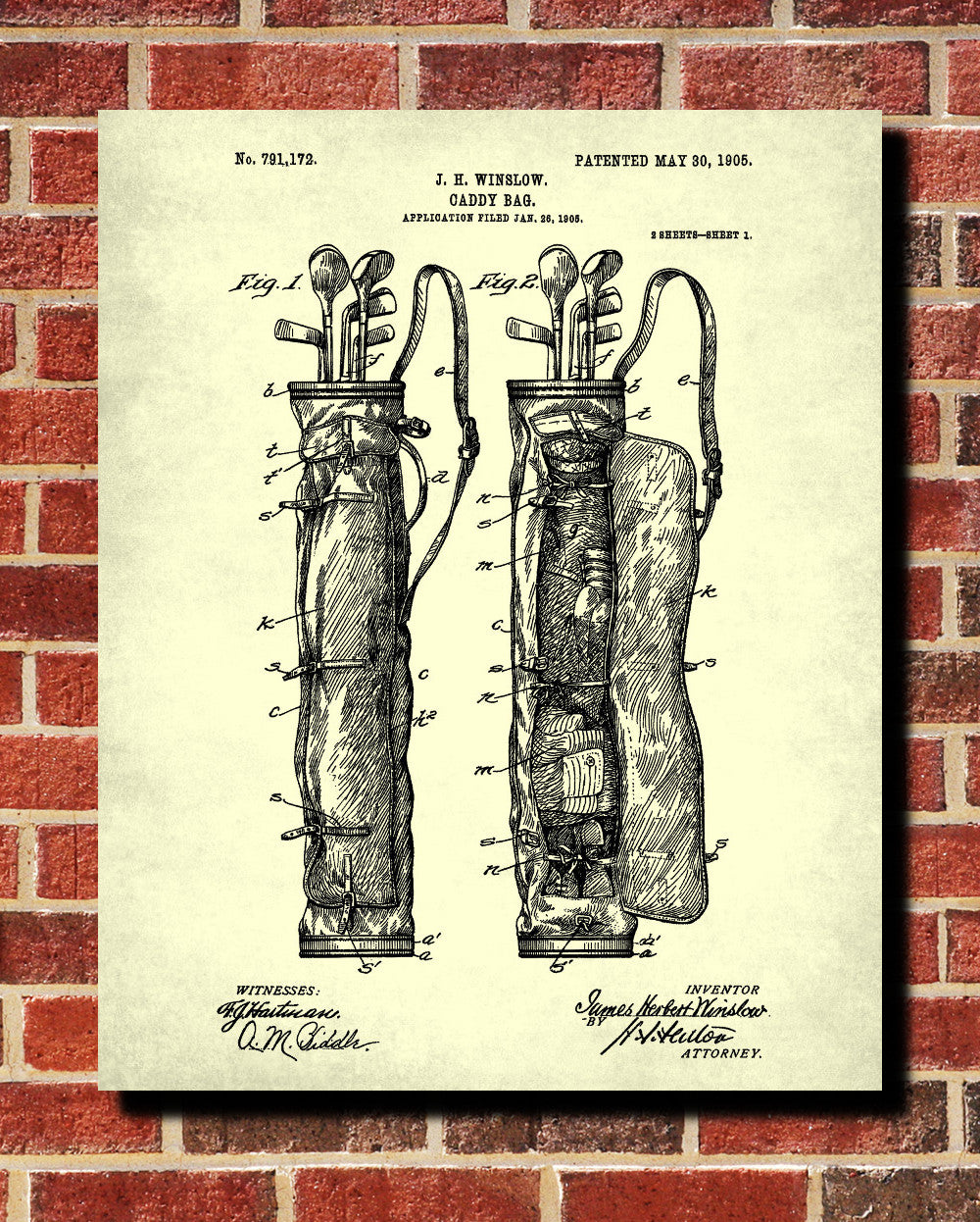Golf Bag Patent Print Golfing Blueprint Golfer Poster - OnTrendAndFab