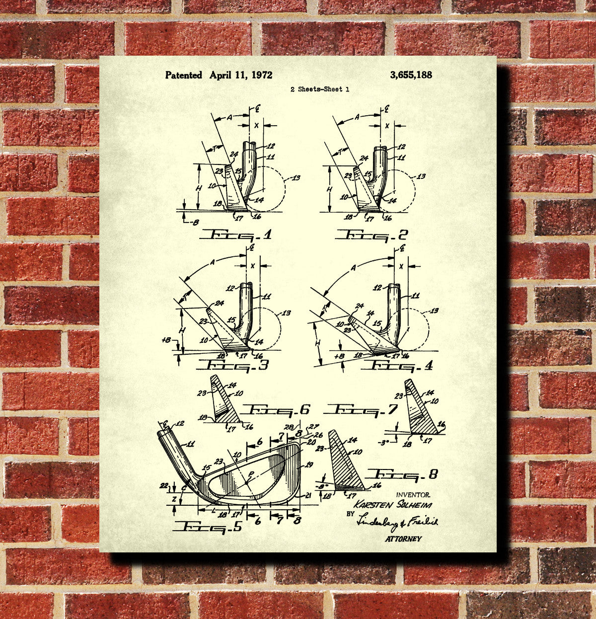 Golf Club Patent Print Golfer Wall Art Golfing Poster