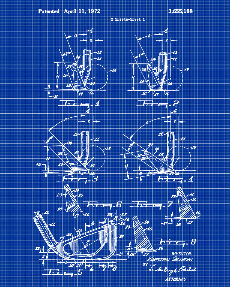 Golf Club Patent Print Golfer Wall Art Golfing Poster