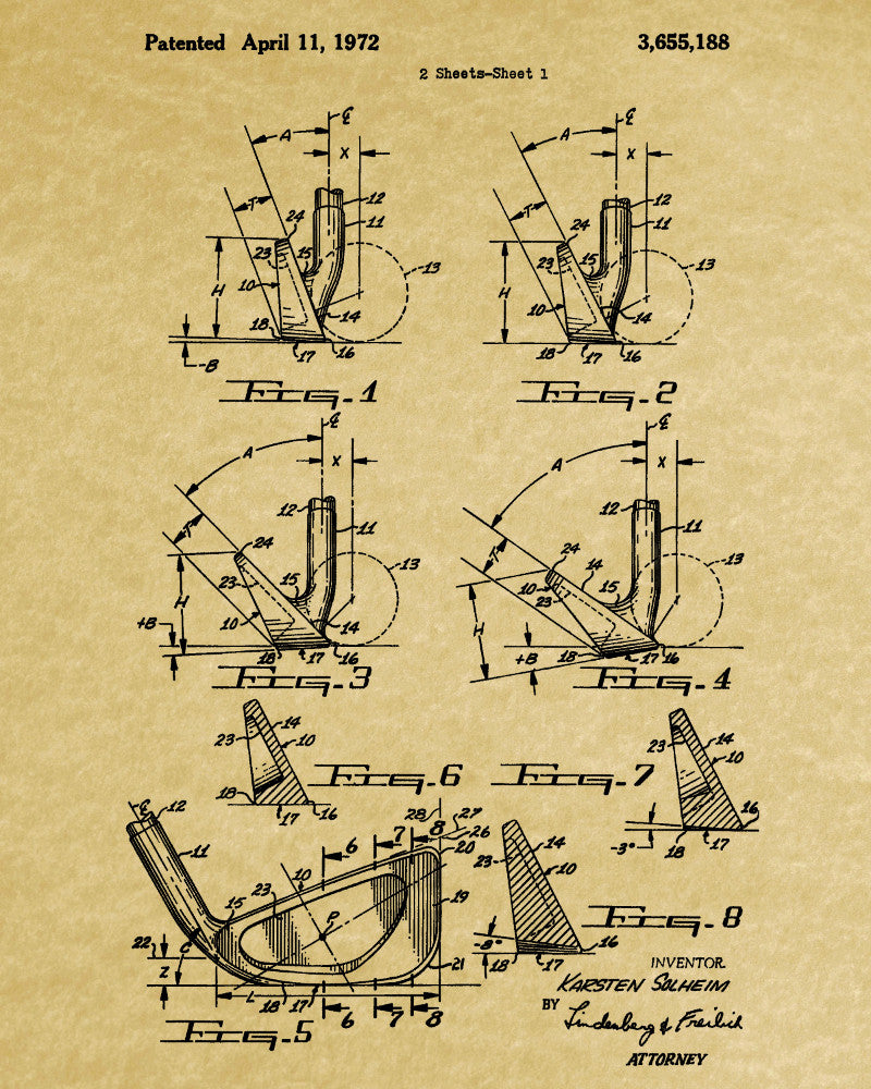 Golf Club Patent Print Golfer Wall Art Golfing Poster