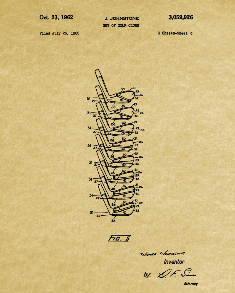 Golf Club Patent Print Golfer Wall Art Golfing Poster