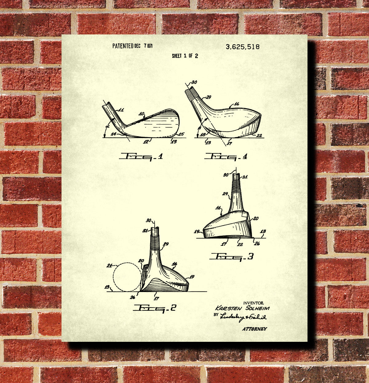 Golf Club Patent Print Golfer Wall Art Golfing Poster