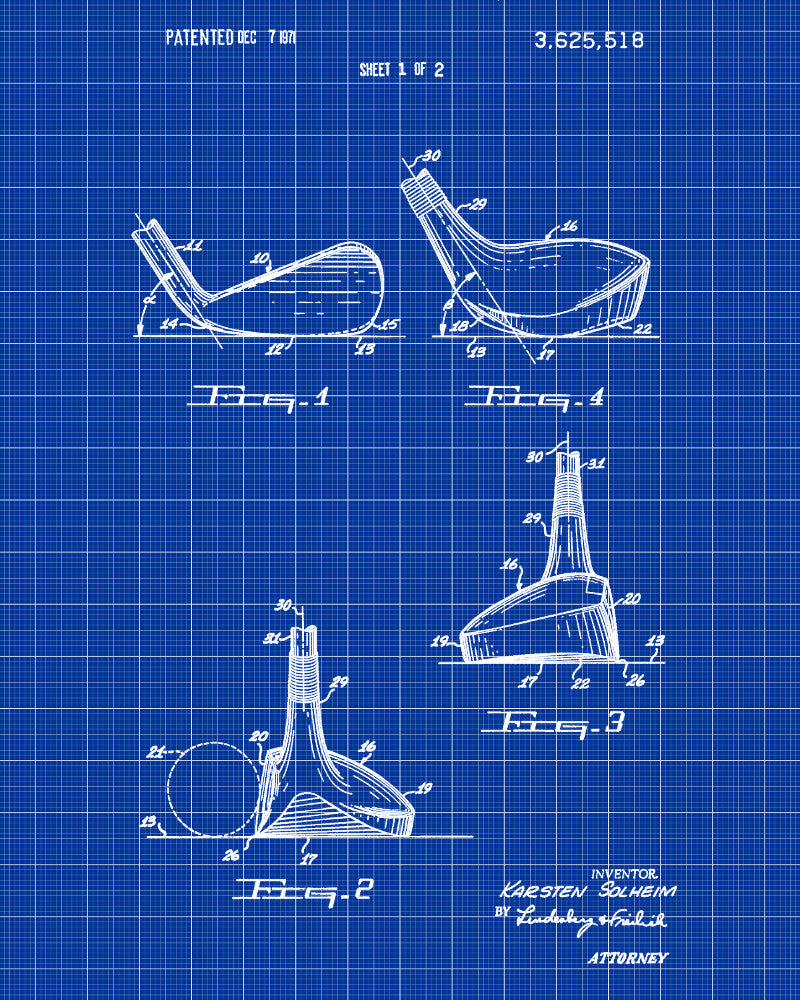 Golf Club Patent Print Golfer Wall Art Golfing Poster