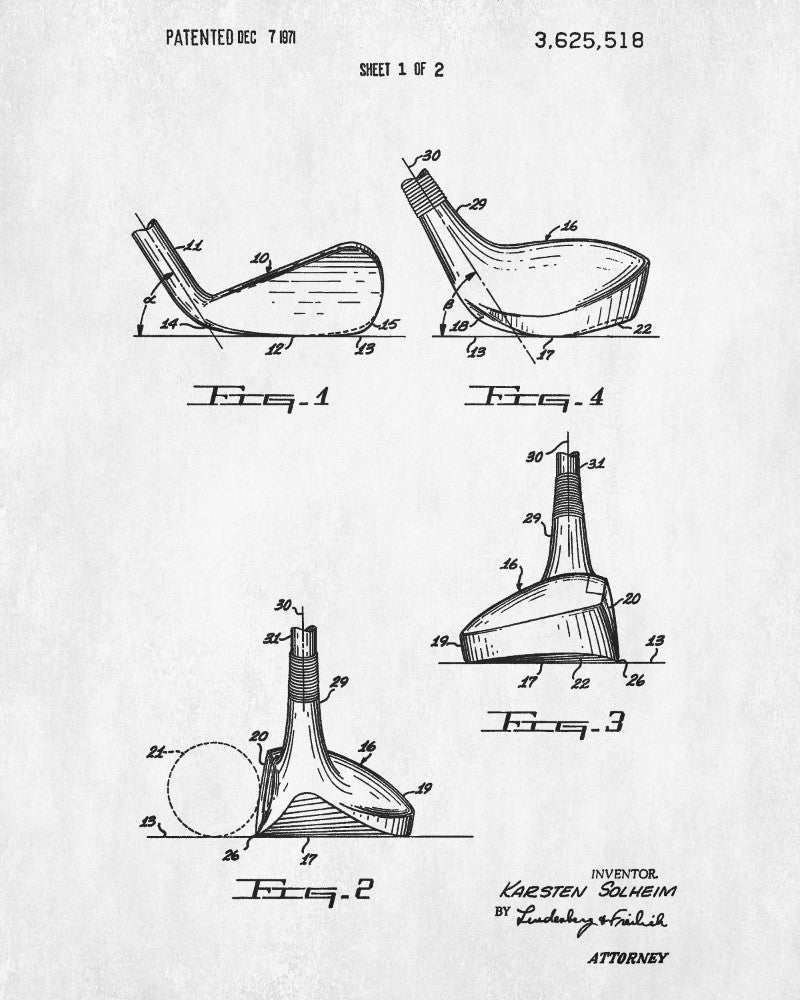 Golf Club Patent Print Golfer Wall Art Golfing Poster