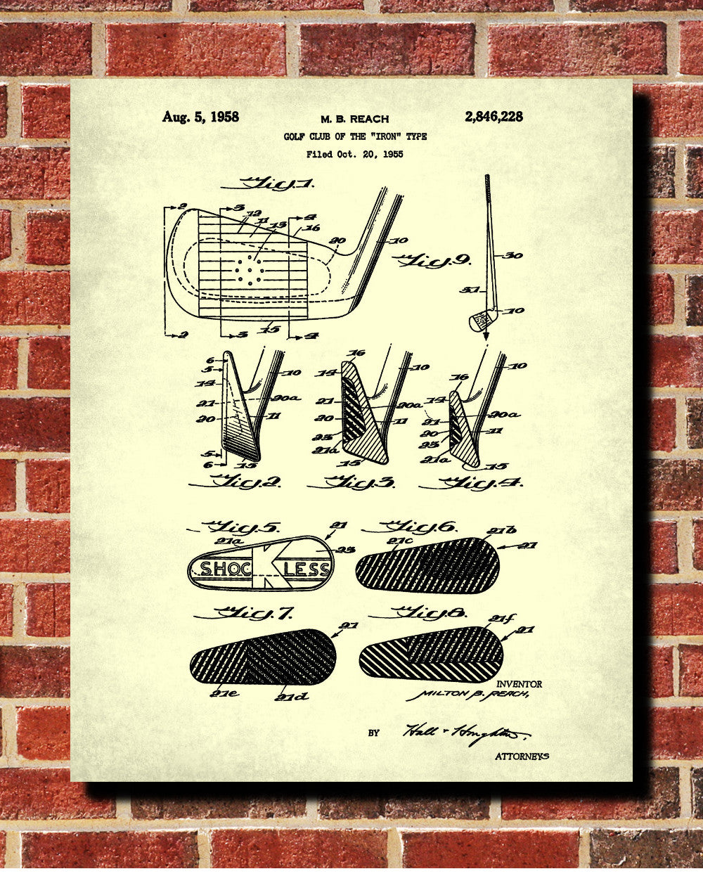 Golf Iron Patent Print Golfer Blueprint Golfing Poster - OnTrendAndFab