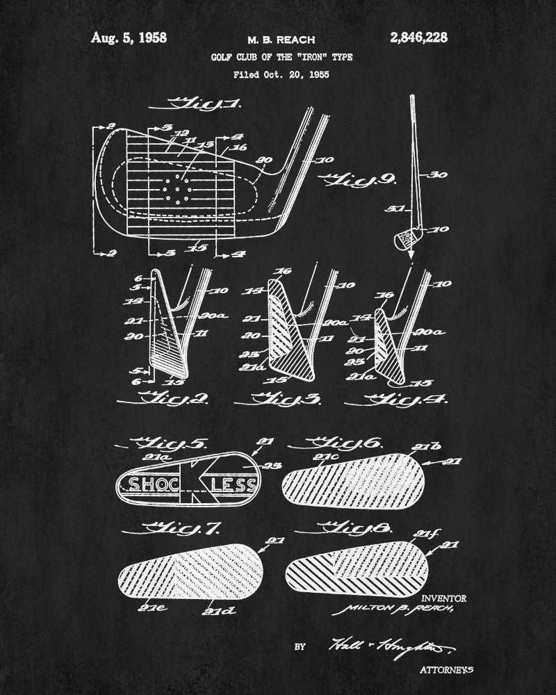Golf Iron Patent Print Golfer Blueprint Golfing Poster - OnTrendAndFab