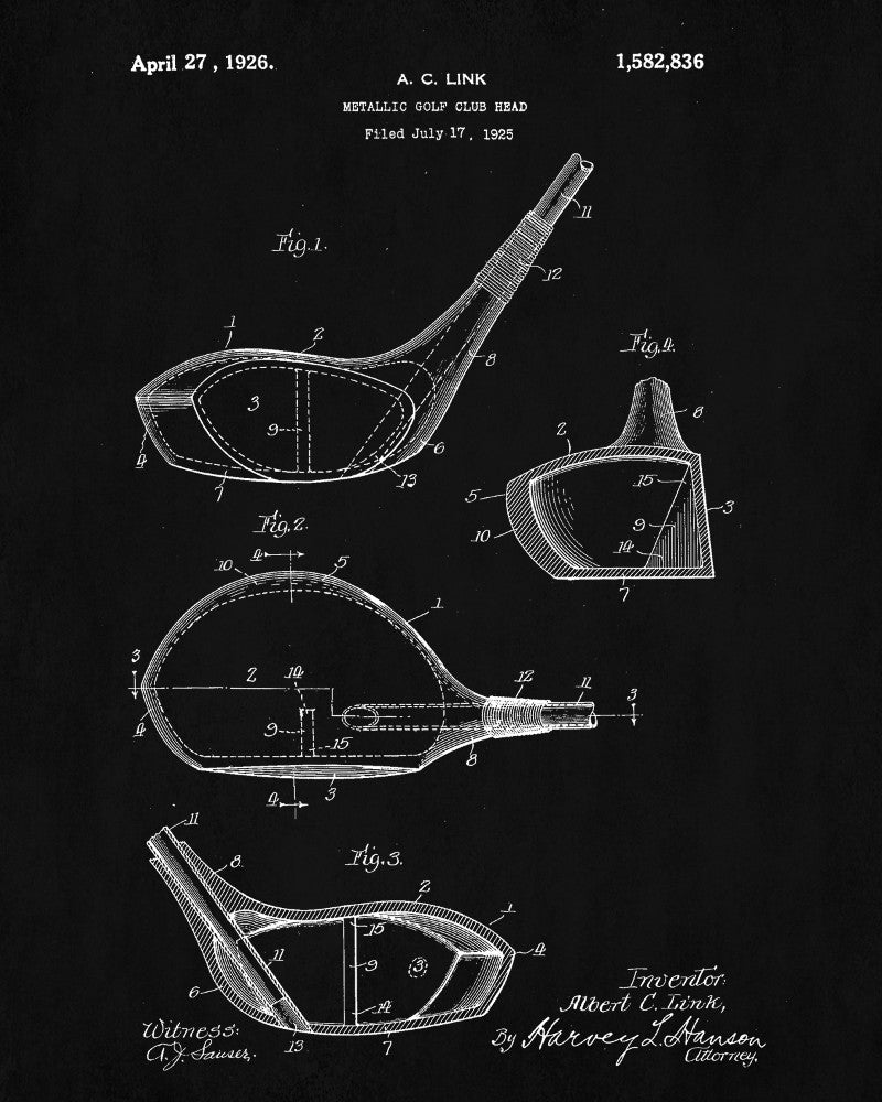 Golf Club Patent Print Golfing Blueprint Golfer Poster - OnTrendAndFab